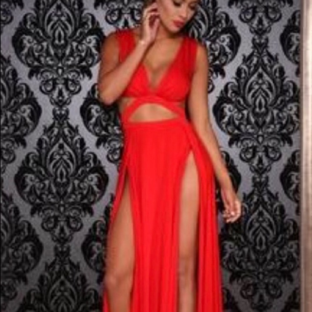 ABYSS RED MAXI COCKTAIL/ EVENING DRESS SIZE XS